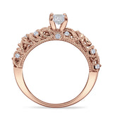 Art Deco 6.2mm Round Cubic Zirconia Beaded Filigree Ring 925 Sterling Silver
