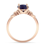Art Deco Round Natural Stone Floral Ring