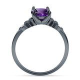 Art Deco Round Natural Stone Floral Ring