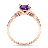 Art Deco Round Natural Stone Floral Ring
