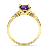 Art Deco Round Natural Stone Floral Ring