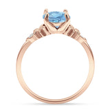 Art Deco Round Natural Stone Floral Ring