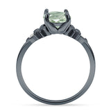 Art Deco Round Natural Stone Floral Ring