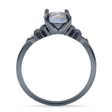 Art Deco Round Natural Stone Floral Ring