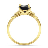 Art Deco Round Natural Stone Floral Ring