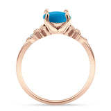 Art Deco Round Natural Stone Floral Ring
