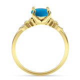 Art Deco Round Natural Stone Floral Ring