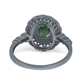 Art Deco Oval Natural Stone Beaded Ring