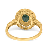 Art Deco Oval Natural Stone Beaded Ring