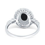 Art Deco Oval Natural Stone Beaded Ring