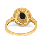 Art Deco Oval Natural Stone Beaded Ring