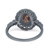 Art Deco Oval Natural Stone Beaded Ring