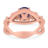 Art Deco Round Natural Stone Flower Ring