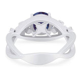 Art Deco Round Natural Stone Flower Ring