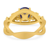 Art Deco Round Natural Stone Flower Ring