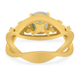 Art Deco Round Natural Stone Flower Ring