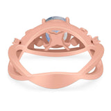 Art Deco Round Natural Stone Flower Ring