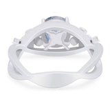 Art Deco Round Natural Stone Flower Ring