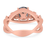 Art Deco Round Natural Stone Flower Ring