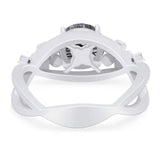 Art Deco Round Natural Stone Flower Ring