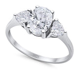 Three Stone Oval Natural Stone Trio Ring