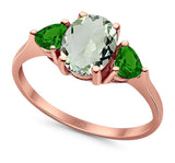 Three Stone Oval Natural Stone Trio Ring