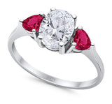 Three Stone Oval Natural Stone Trio Ring