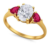 Three Stone Oval Natural Stone Trio Ring