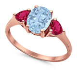 Three Stone Oval Natural Stone Trio Ring