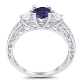Three Stone Art Deco Round Natural Stone Ring
