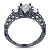 Three Stone Art Deco Round Natural Stone Ring