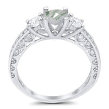 Three Stone Art Deco Round Natural Stone Ring