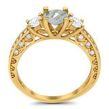 Three Stone Art Deco Round Natural Stone Ring