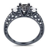 Three Stone Art Deco Round Natural Stone Ring
