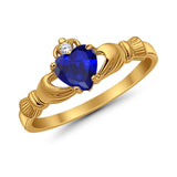 Heart Shape Simulated Cubic Zirconia Claddagh Wedding Ring 925 Sterling Silver