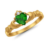 Heart Shape Simulated Cubic Zirconia Claddagh Wedding Ring 925 Sterling Silver