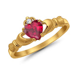 Heart Shape Simulated Cubic Zirconia Claddagh Wedding Ring 925 Sterling Silver