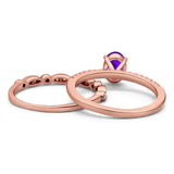 Two Piece Oval Natural Stone Bridal Ring