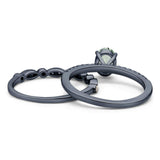 Two Piece Oval Natural Stone Bridal Ring