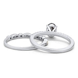 Two Piece Oval Natural Stone Bridal Ring