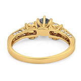 Art Deco Round Natural Stone Cocktail Ring