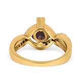 Art Deco Round Natural Stone Twisted Ring