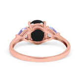 Art Deco Oval Natural Stone Trio Ring