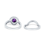 Two Piece Round Natural Stone Bridal Ring