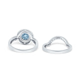 Two Piece Round Natural Stone Bridal Ring