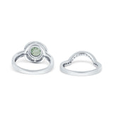Two Piece Round Natural Stone Bridal Ring