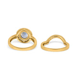 Two Piece Round Natural Stone Bridal Ring