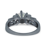 Art Deco Round Natural Stone Cocktail Ring