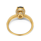 Art Deco Oval Hidden Halo Ring