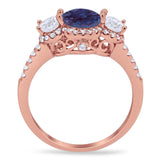 Three Stone Round Natural Stone Ring